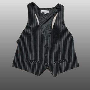 Black pinstripe tailored vest top